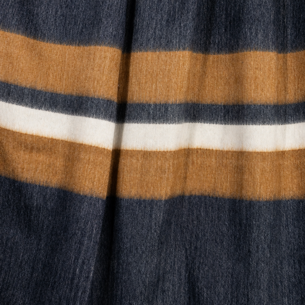 Handwoven Alpaca Throw Blanket | Copper & Navy Camilo | Kallpa Collection