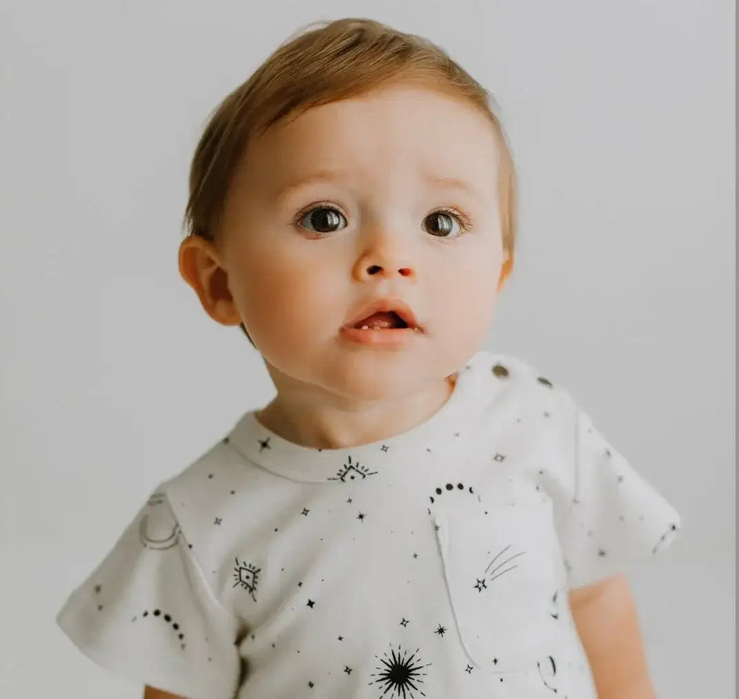 short sleeve romper | celestial