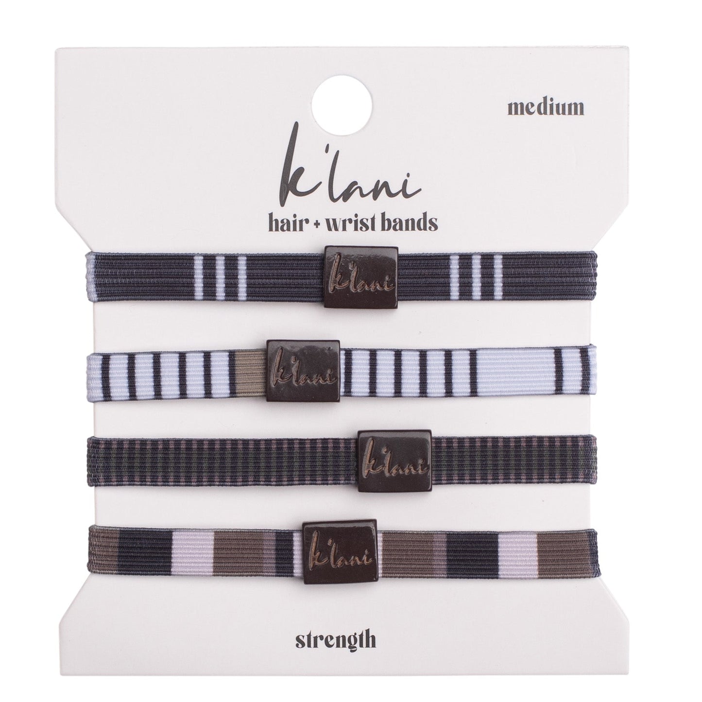 "Strength" Blacks, Greys & Whites Hair + Wrist Bands