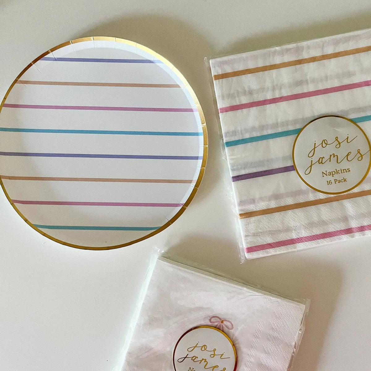 Pastel Striped Birthday Dessert Plates (8pcs)