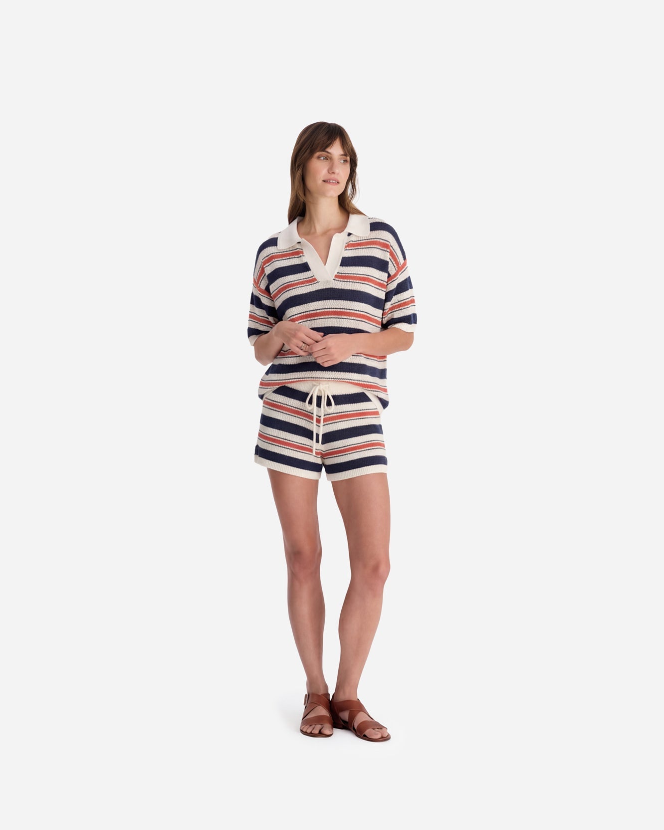 Notte Stripe Cloud Crochet Polo Shirt