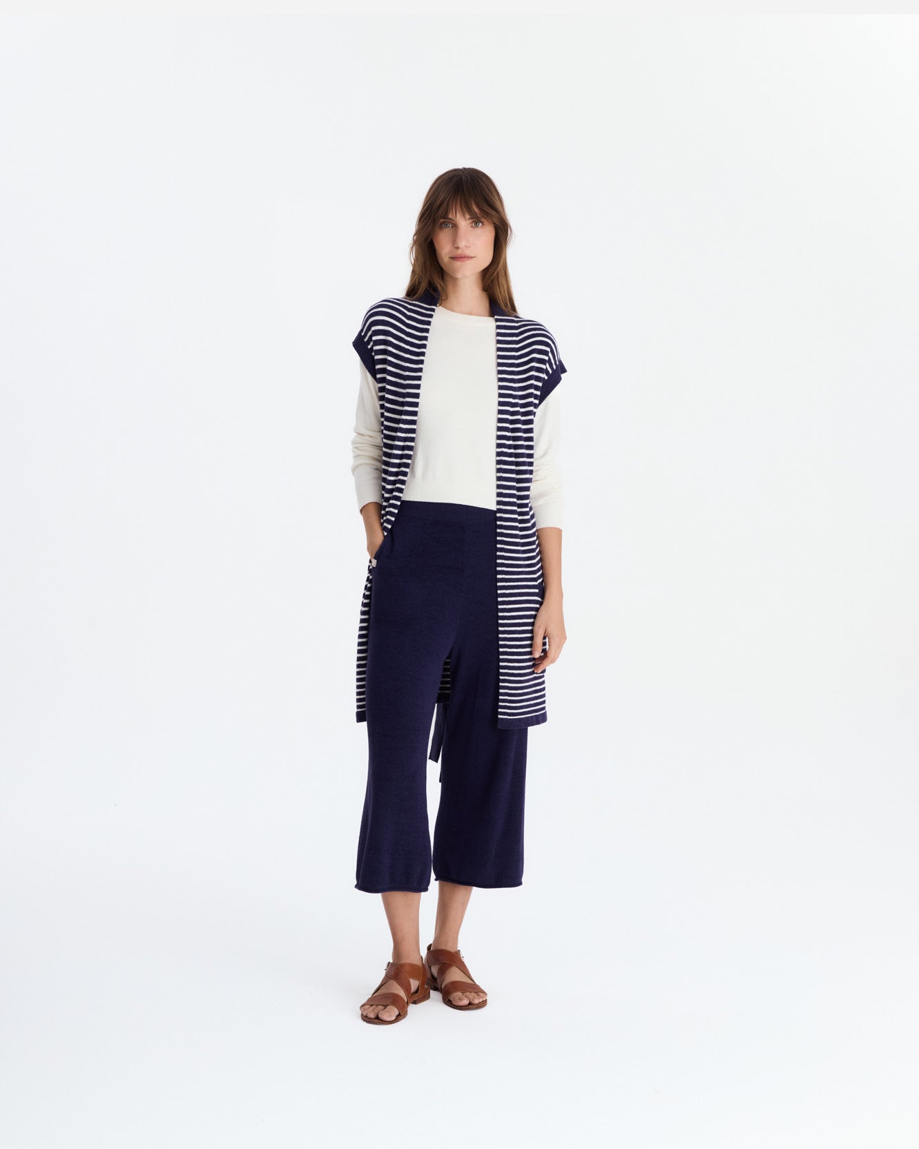 Striped Cloud Cool Light Short Cardigan