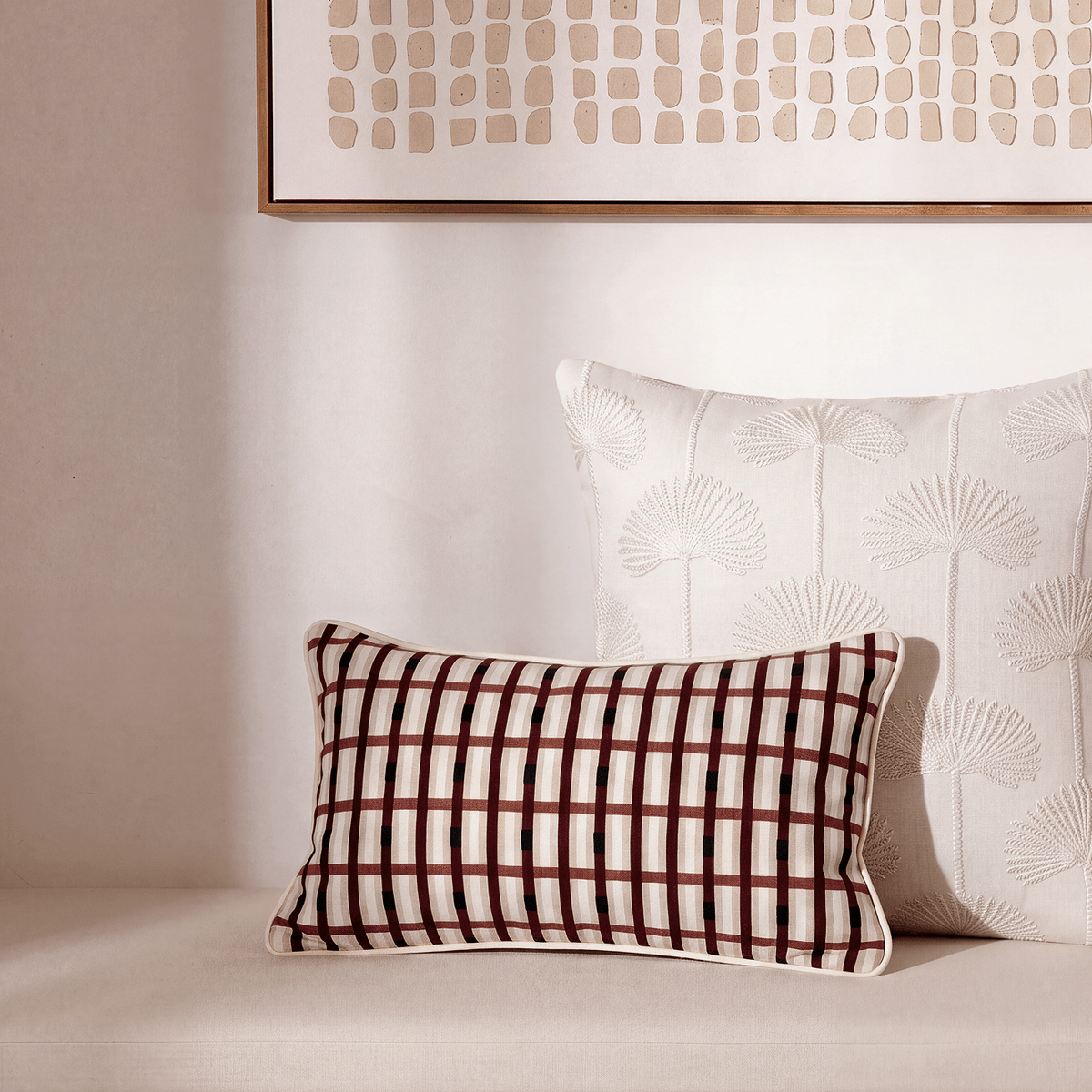 Woven Grid Small Lumbar Pillow