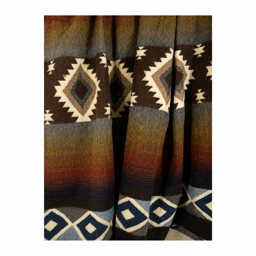 Reversible Handwoven Alpaca Throw Blanket | Sunset Diamond | Yachana Collection