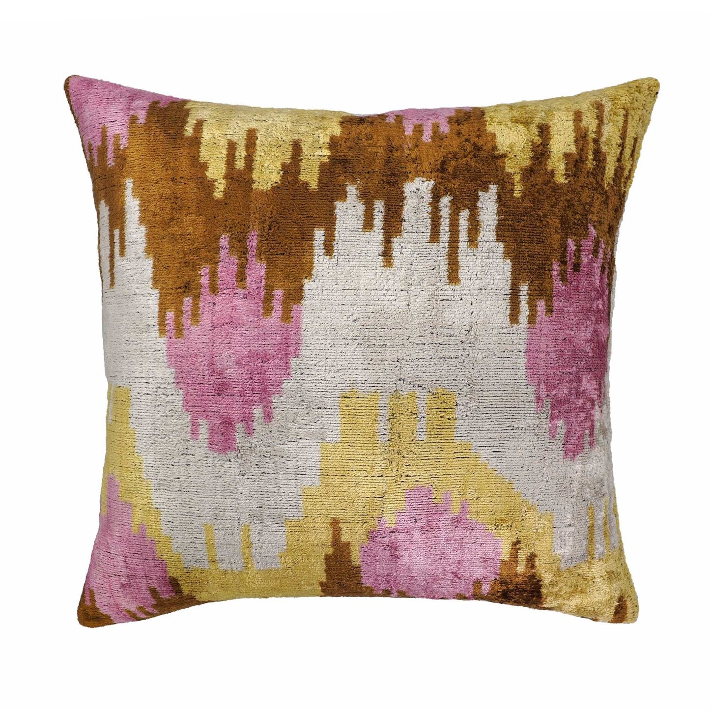 Sunset Tide Silk Velvet Ikat Throw Pillow Cover 20 X 20