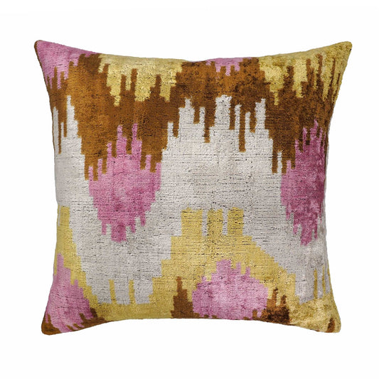 Sunset Tide Silk Velvet Ikat Throw Pillow Cover 20 X 20