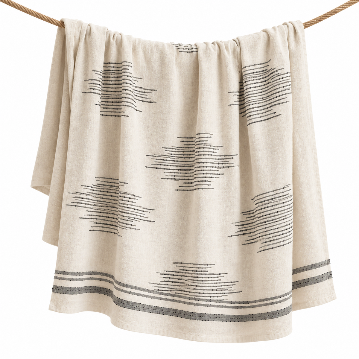 Handloomed 100% Superfine Alpaca Throw Blanket | Ink & Ivory Horizon | Miska Collection