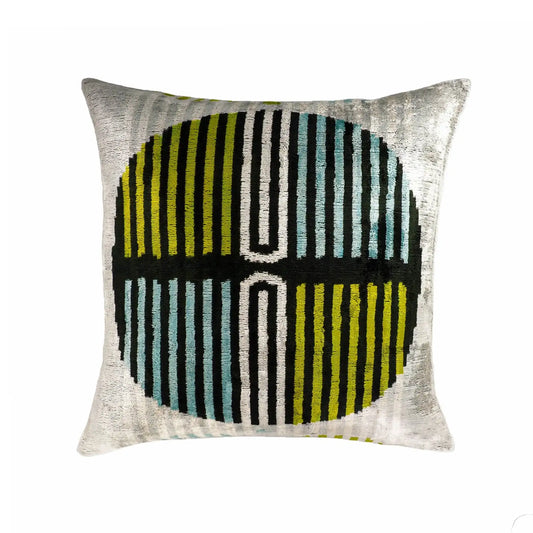 Tamga Silk Velvet Ikat Throw Pillow Cover, 20 X 20