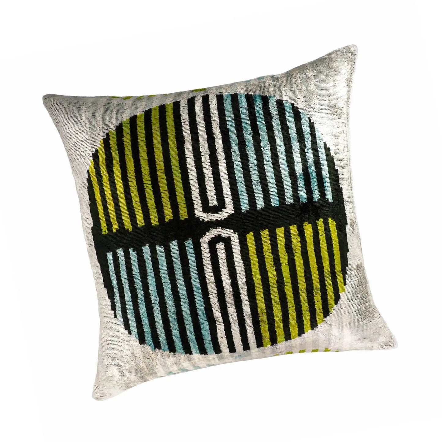 Tamga Silk Velvet Ikat Throw Pillow Cover, 20 X 20