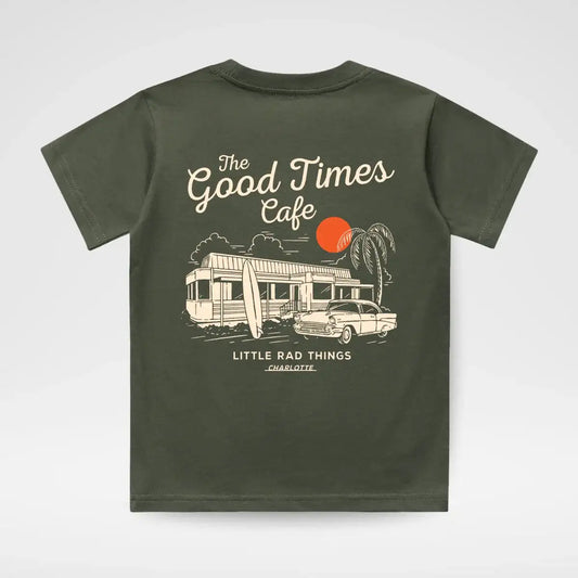 THE GOOD TIMES CAFE TEE - OLIVE