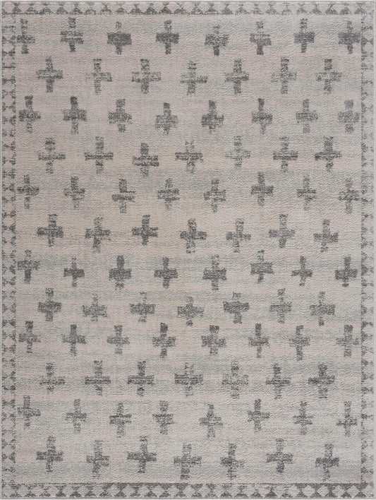 Tigris Swiss Cross Ivory&Gray Area Rug - Clearance