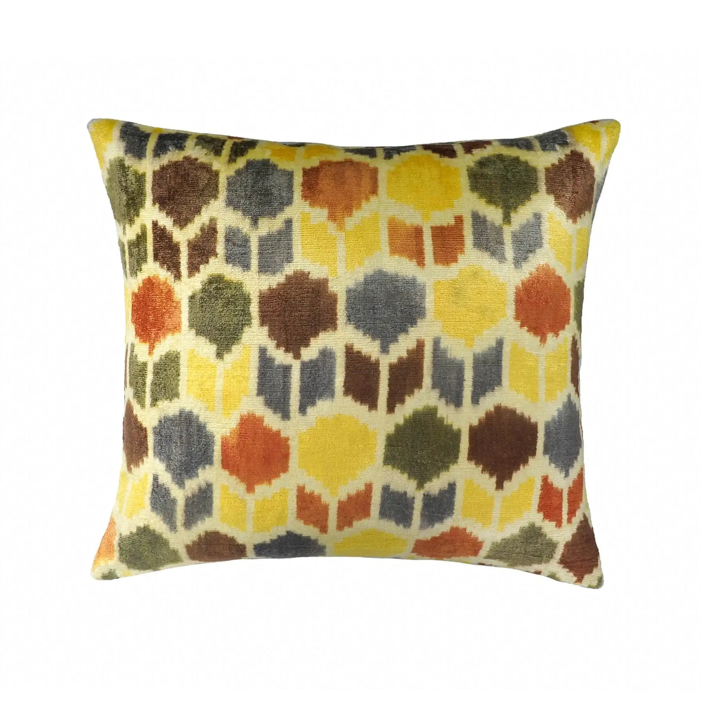 Tulips Silk Velvet Ikat Throw Pillow Cover 20 X 20