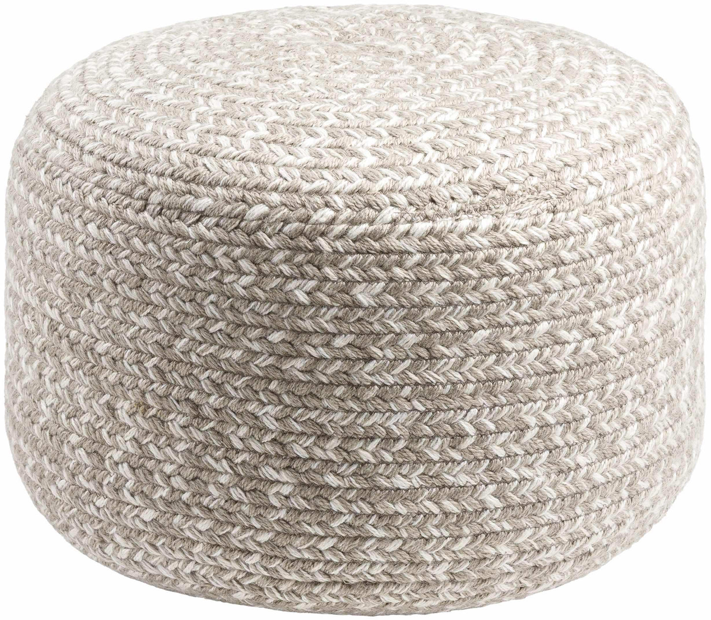 Tonanitla Natural Fiber Light Gray Knitted Outdoor Pouf
