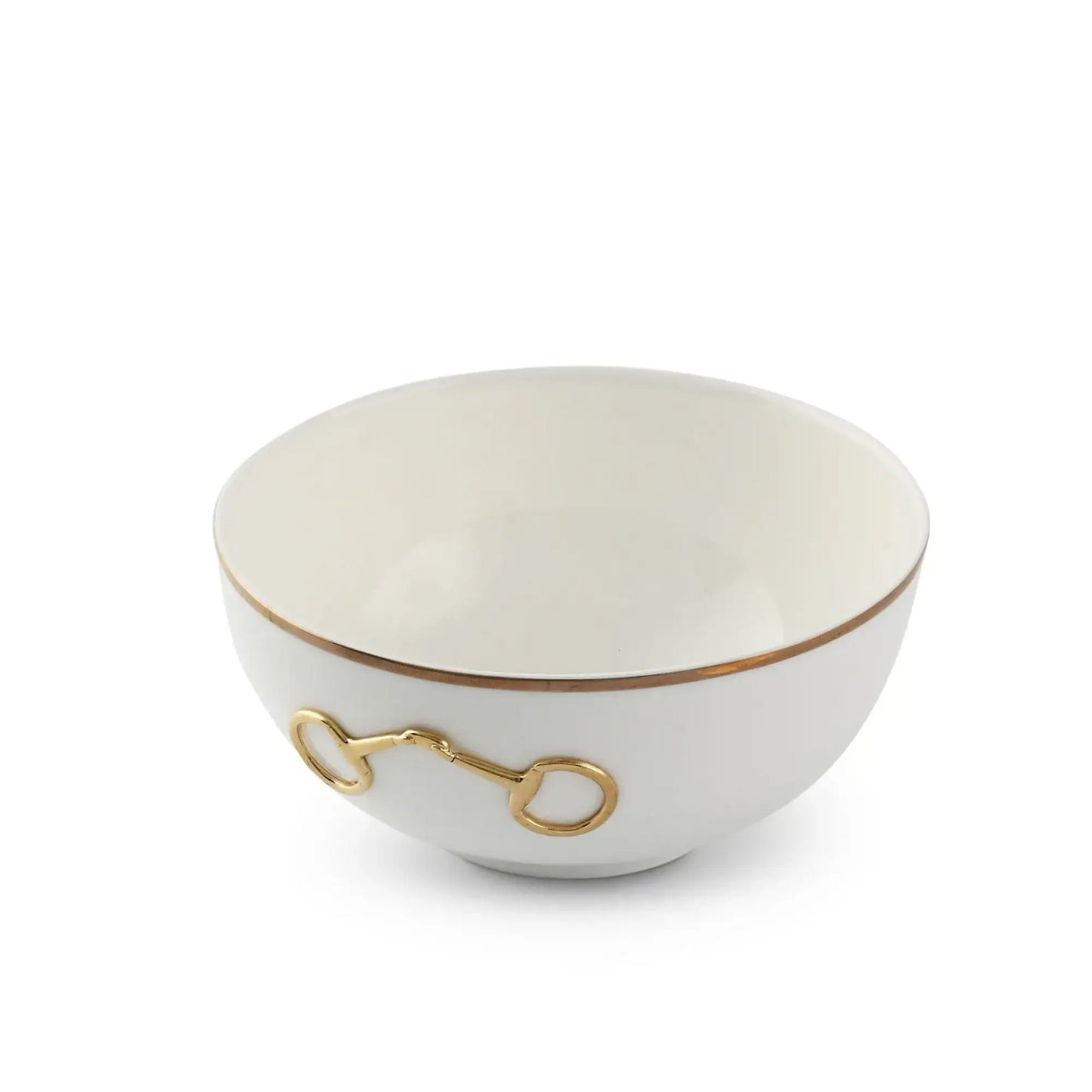 Gold Bit Bone China Round Cereal Bowl Gold Rim