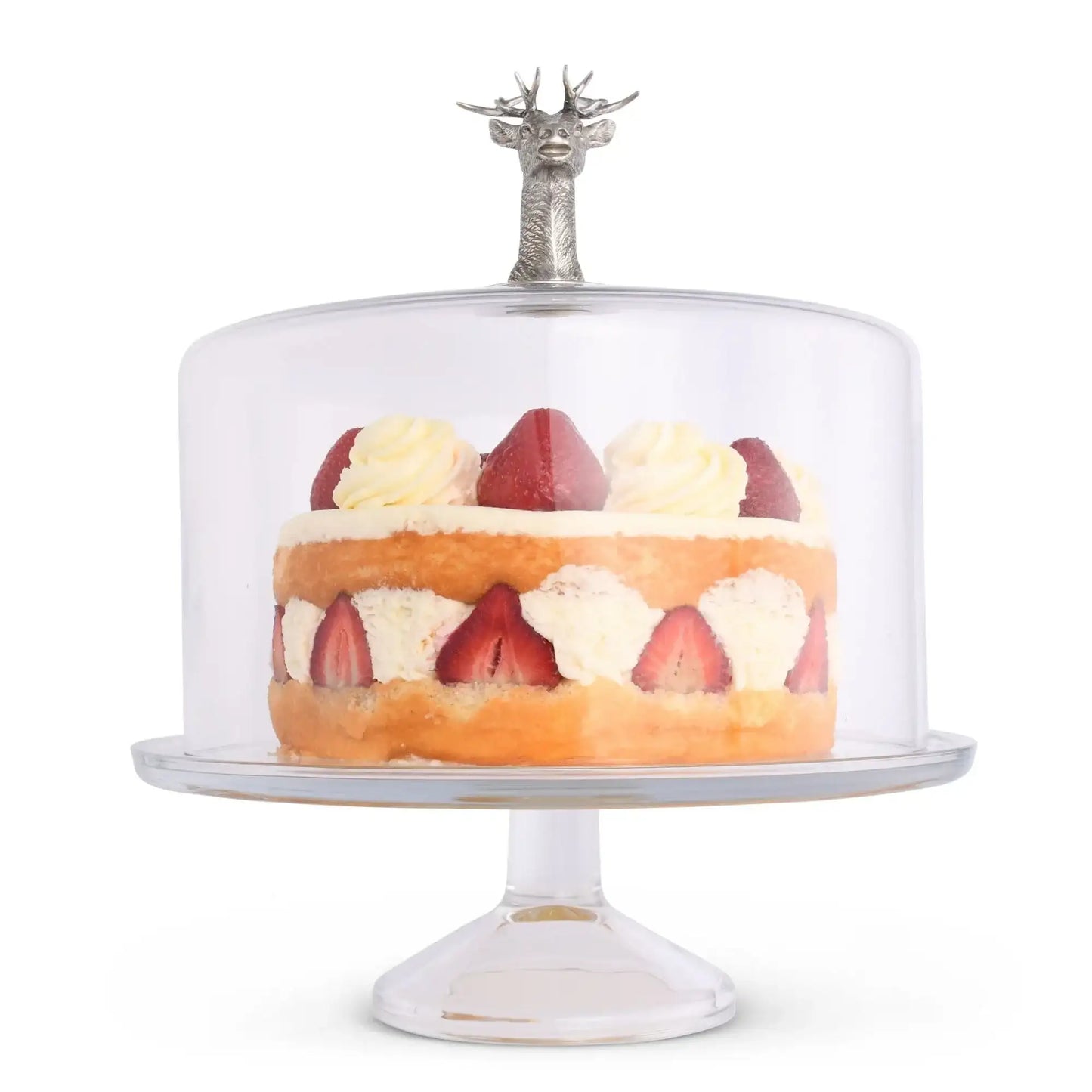 Elk Head Knob Glass Covered Cake / Dessert Stand