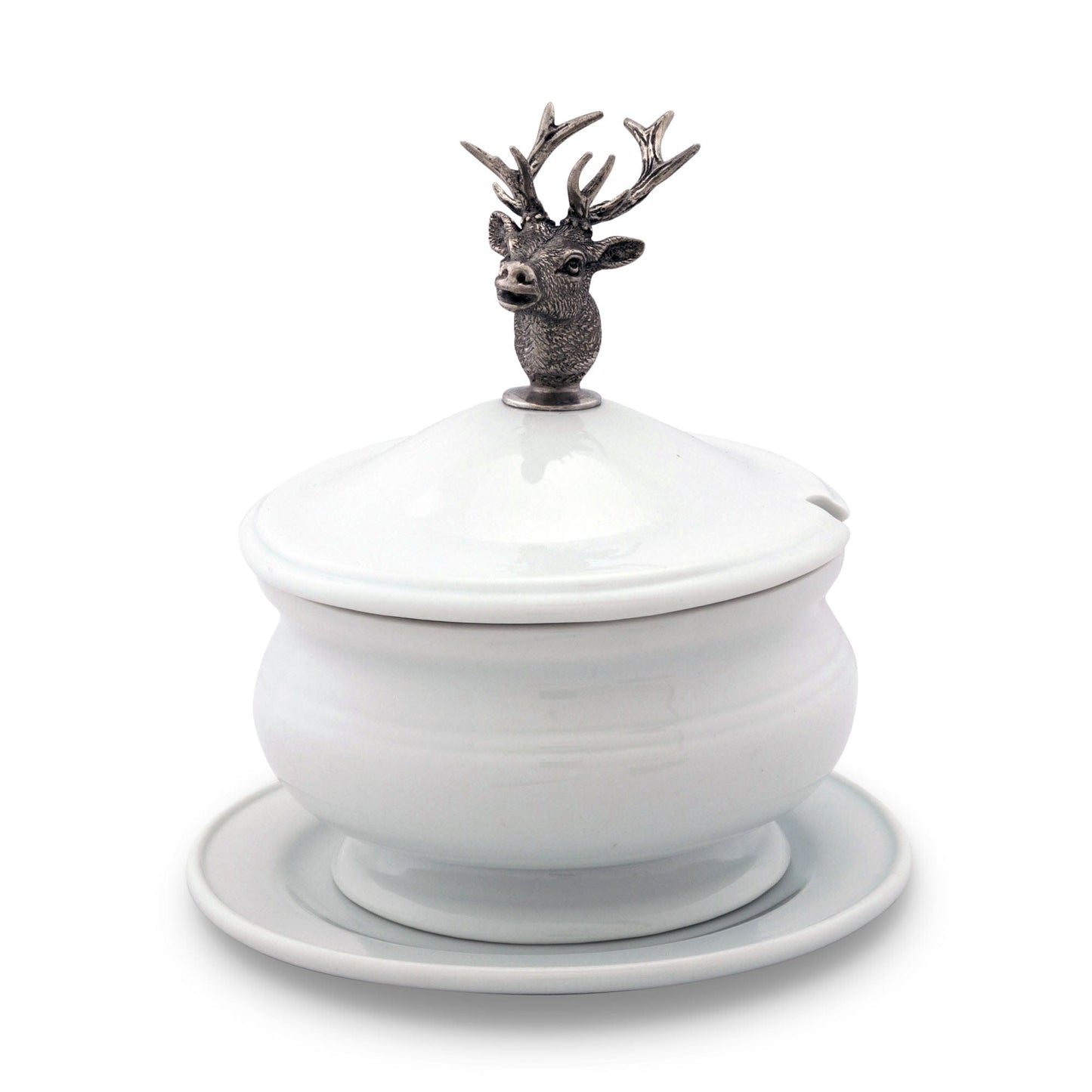 Elk Bust Porcelain Lidded Bowl