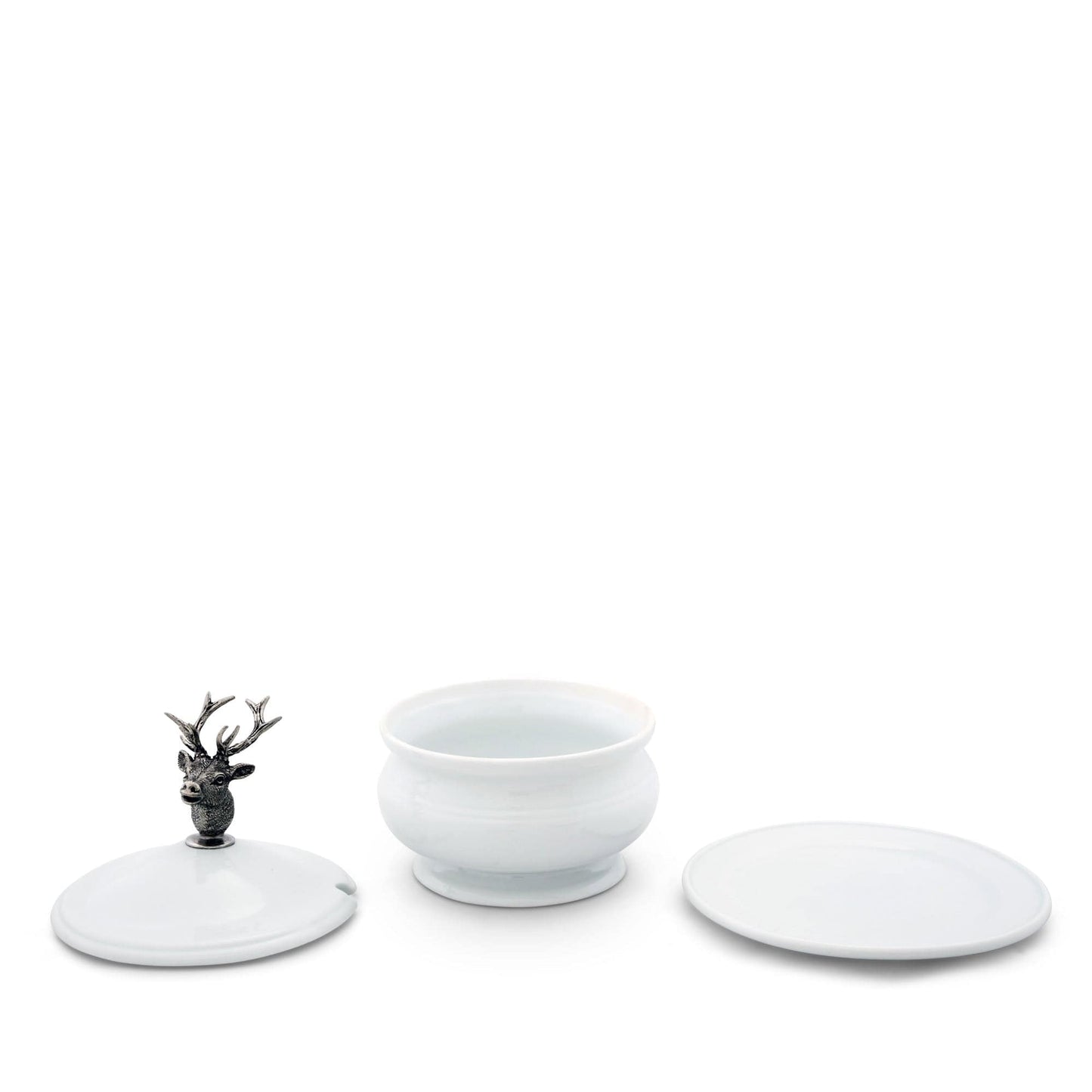 Elk Bust Porcelain Lidded Bowl