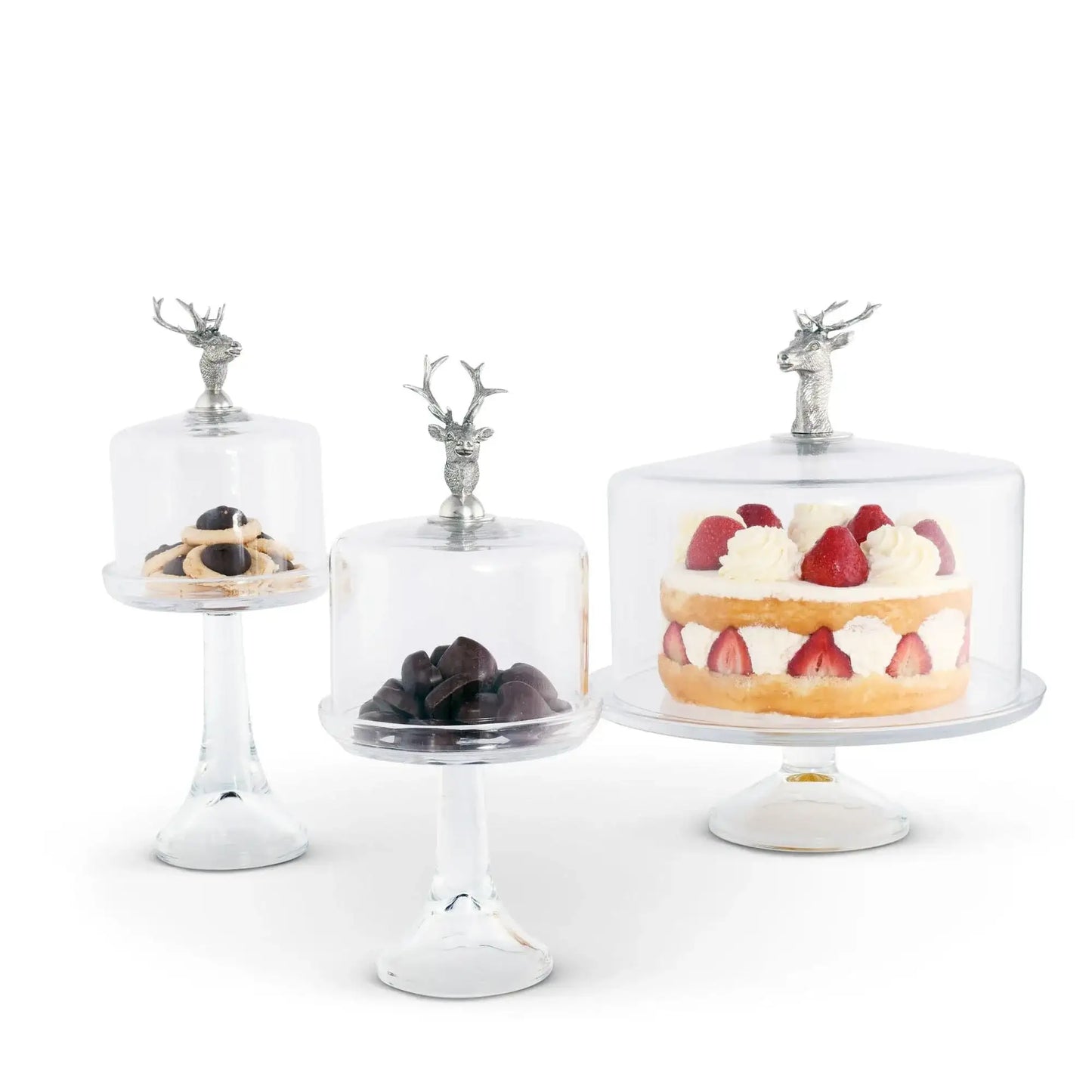 Elk Head Knob Glass Covered Cake / Dessert Stand