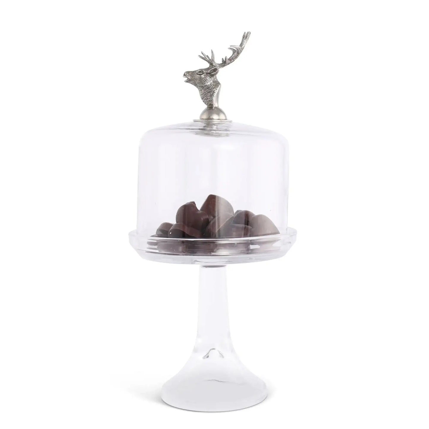 Elk Head Knob Glass Covered Cake / Dessert Stand