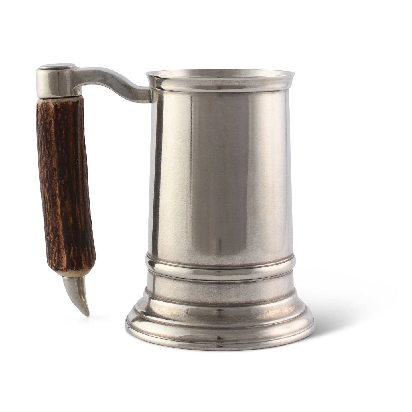 Straight English Pewter Mug Composite Antler Handle