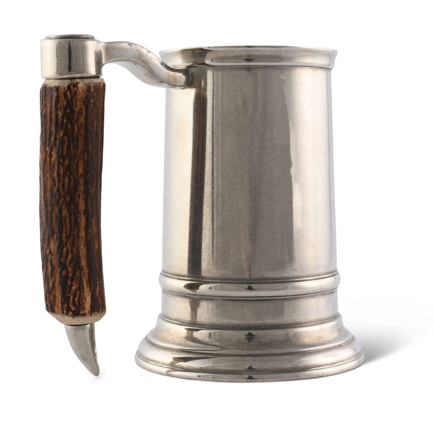 Straight English Pewter Mug Composite Antler Handle
