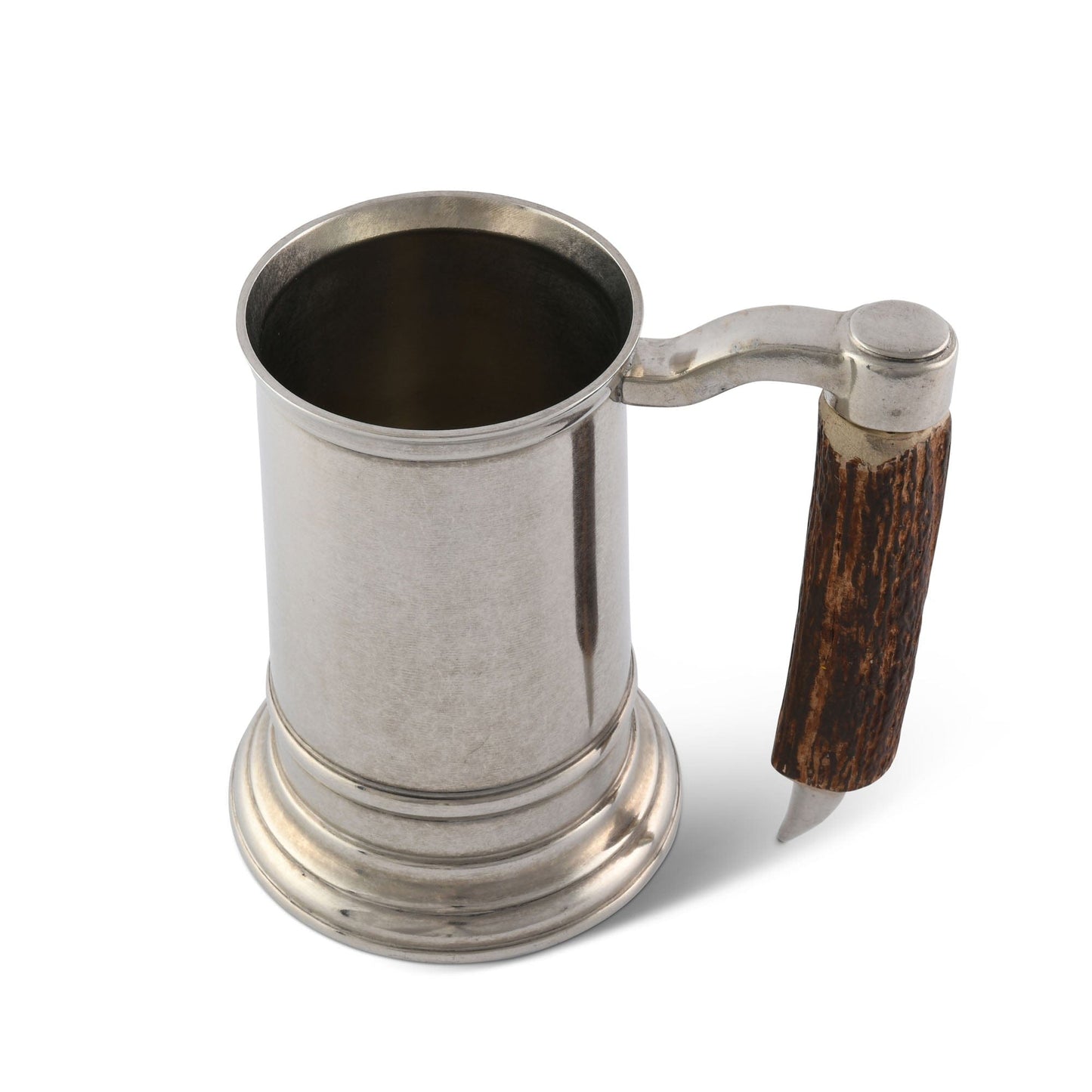 Straight English Pewter Mug Composite Antler Handle