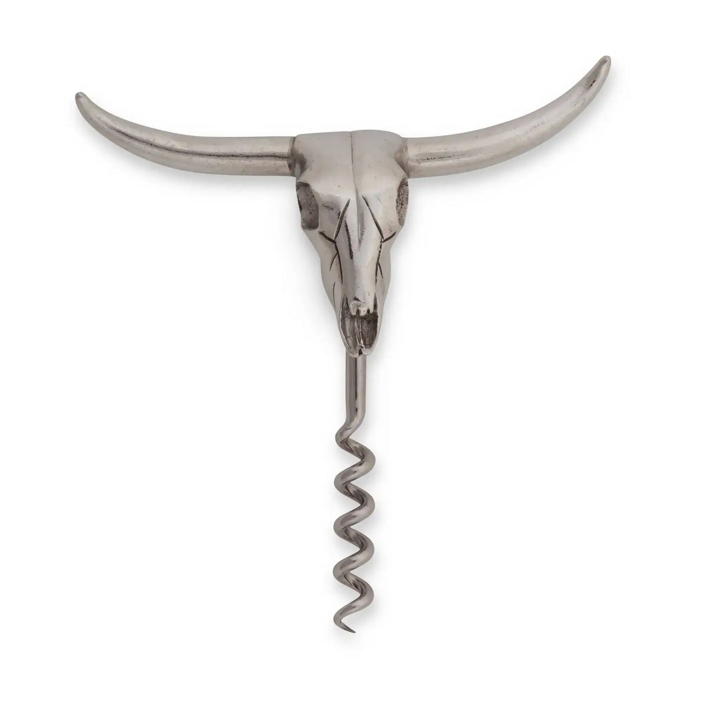 Pewter Cow Skull Wine Pull
