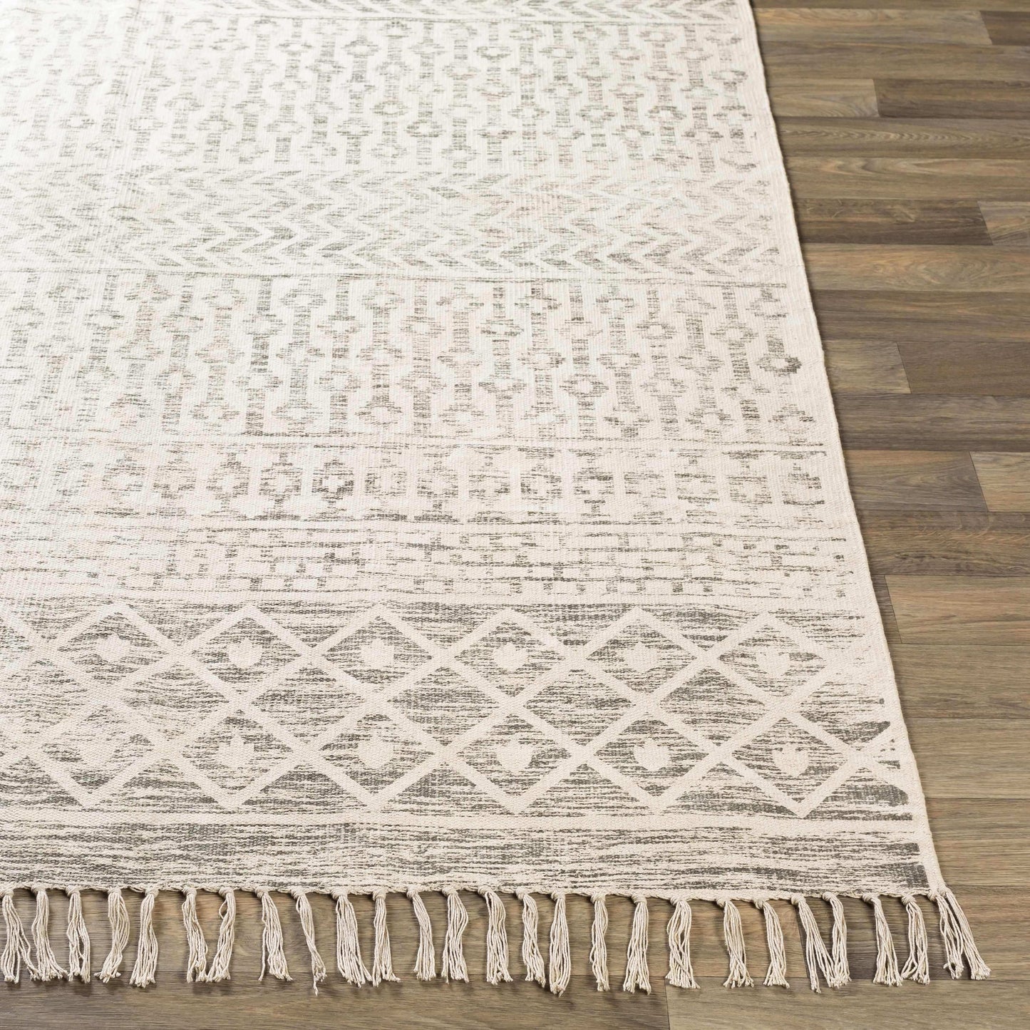 Valyermo Beige Hand Woven Cotton Rug - Clearance
