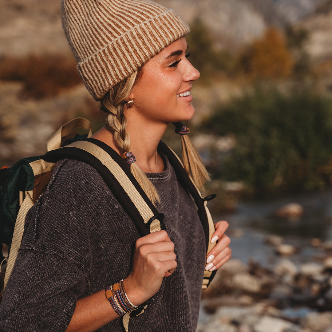 "Venture" Earthy Stripes & Patterned Hair + Wrist Bands