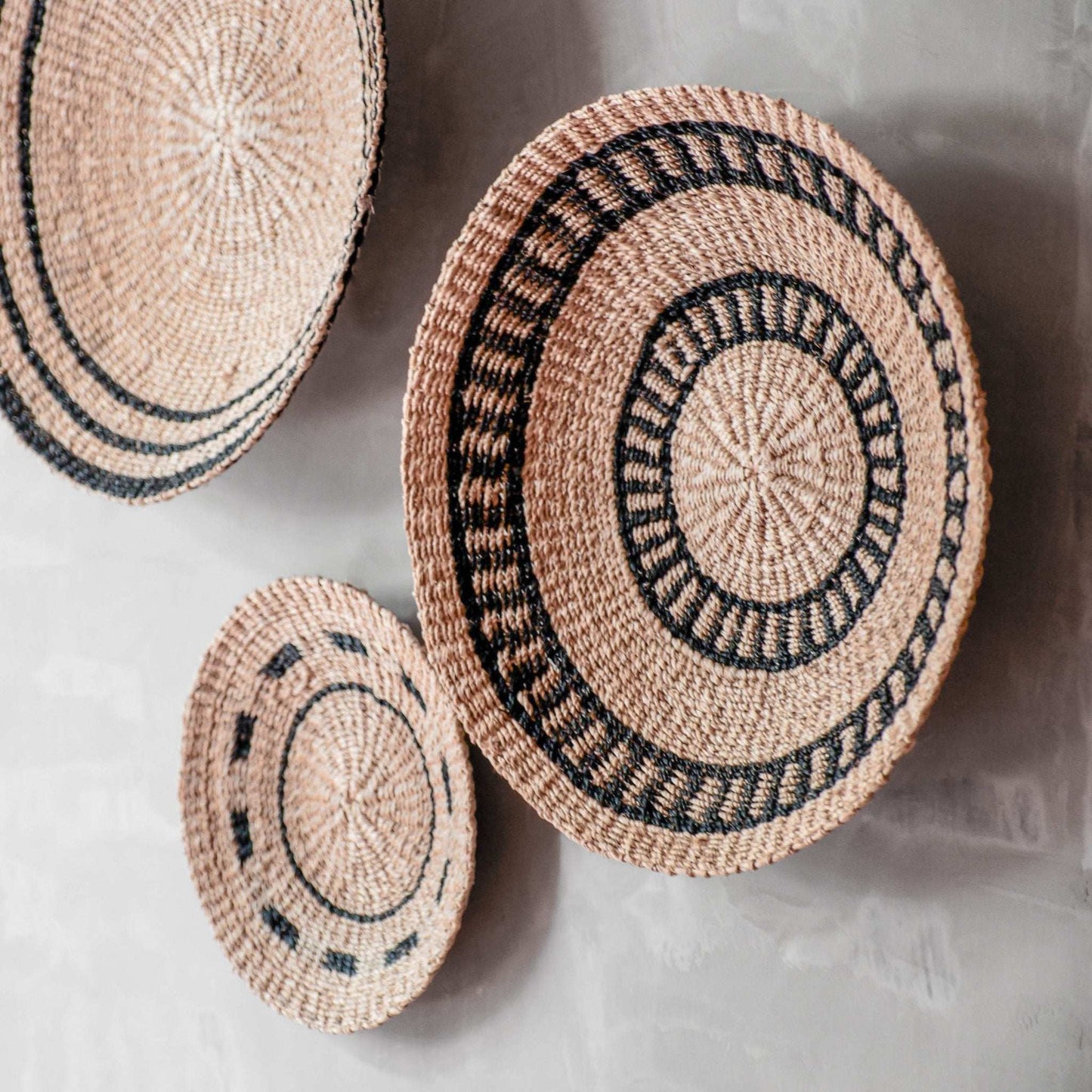 Natural + Black Wall Baskets, Small - Woven Wall Baskets | LIKHÂ