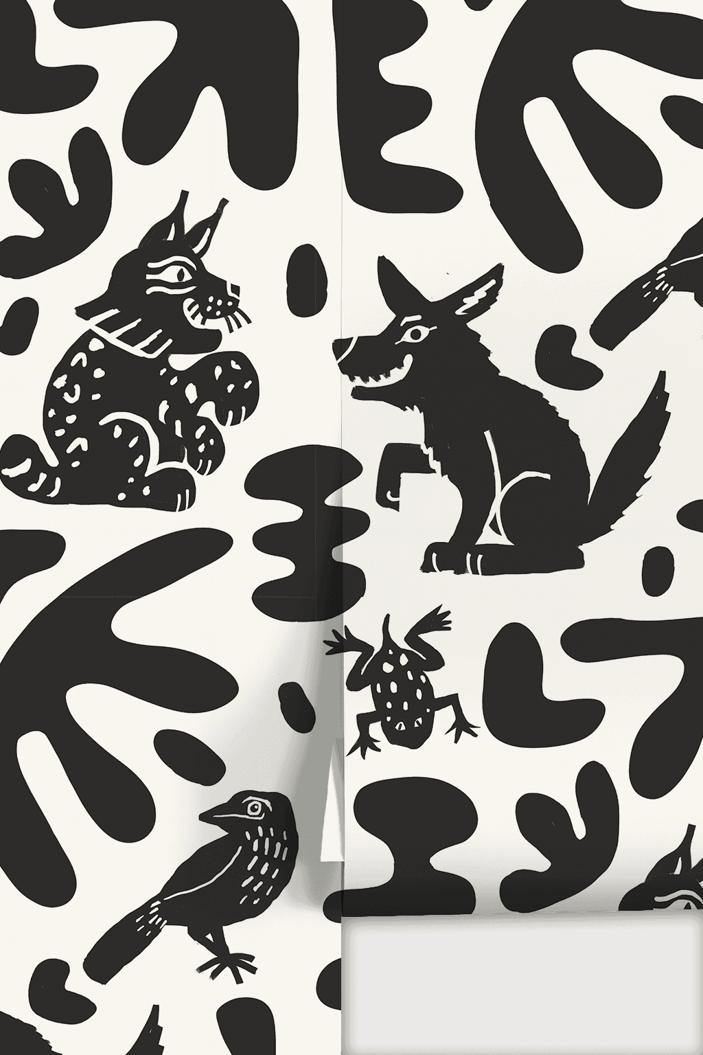 Abstract Animales Wallpaper, white and black