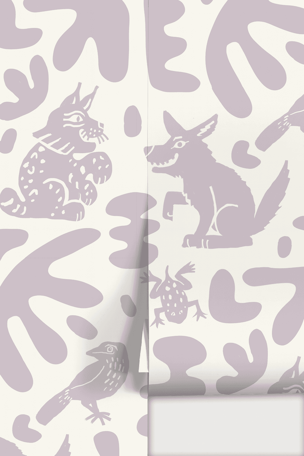Abstract Animales Wallpaper, white and lavender