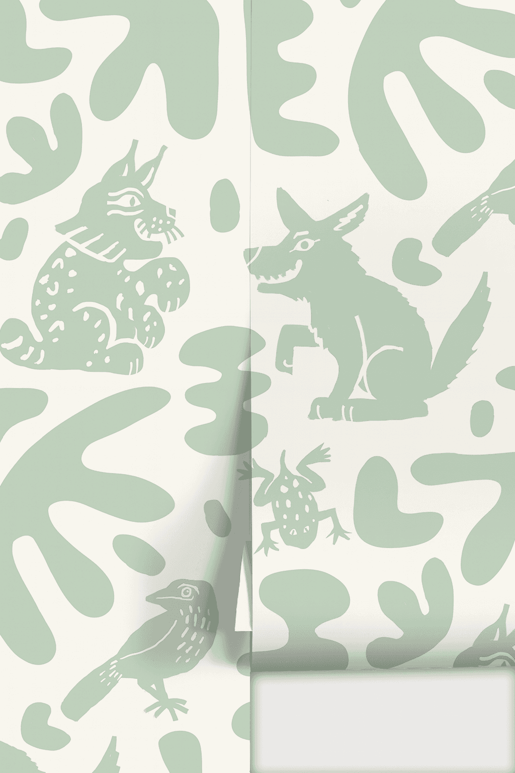 Abstract Animales Wallpaper, white and mint