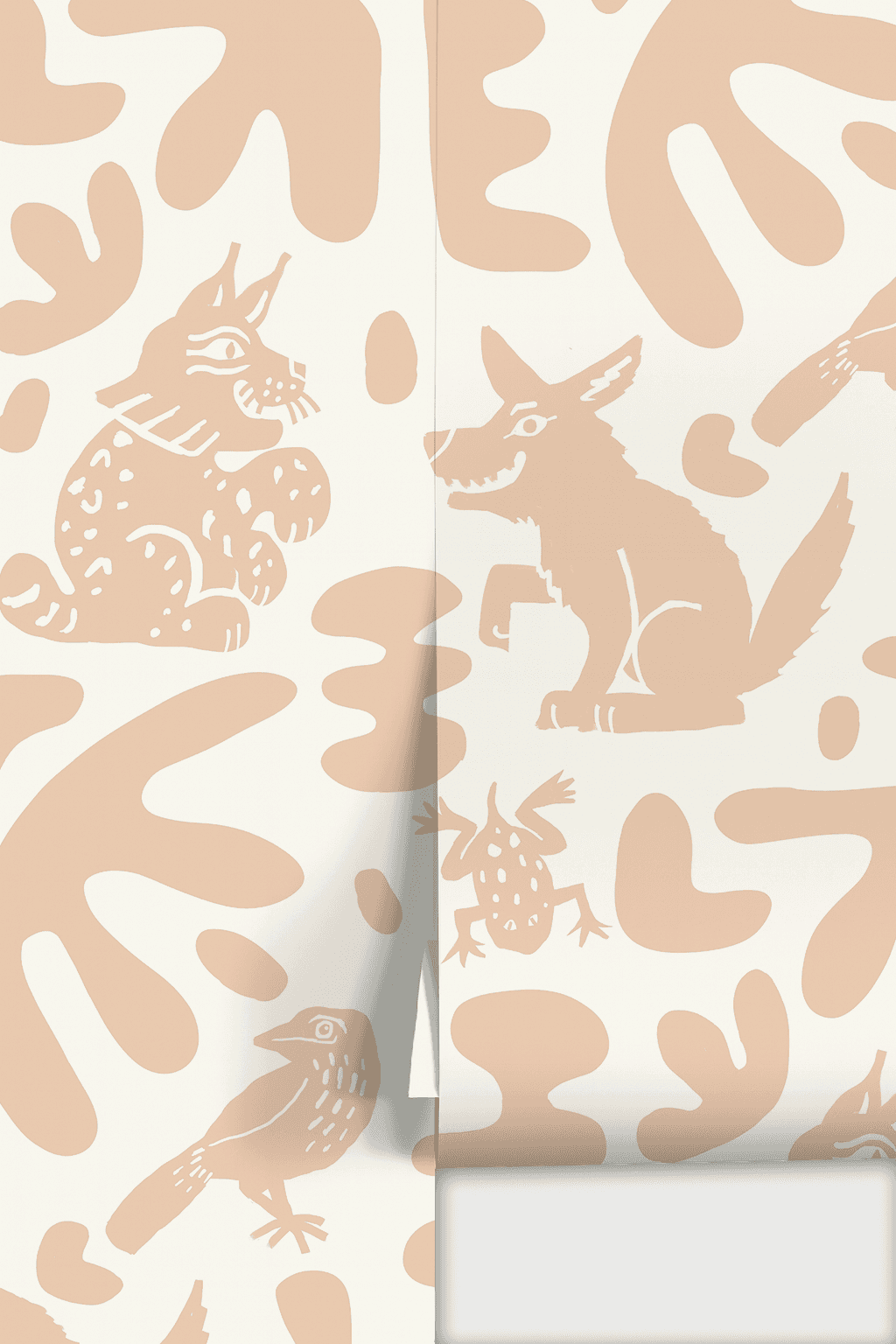 Abstract Animales Wallpaper, white and peach