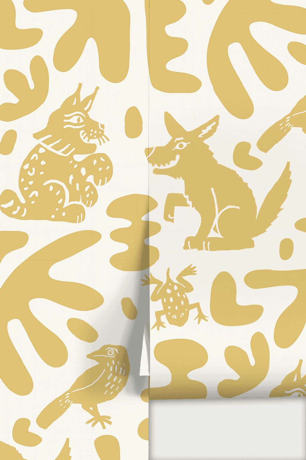 Abstract Animales Wallpaper, white and yellow