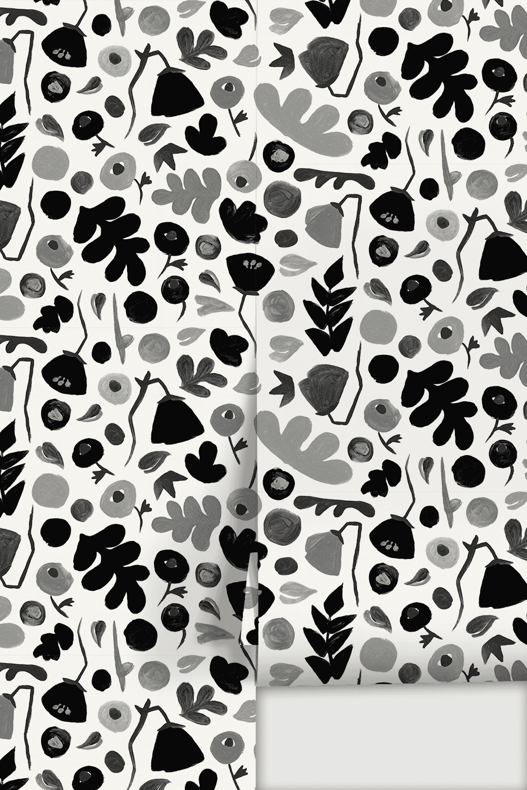 Henri Floral Wallpaper, black and white