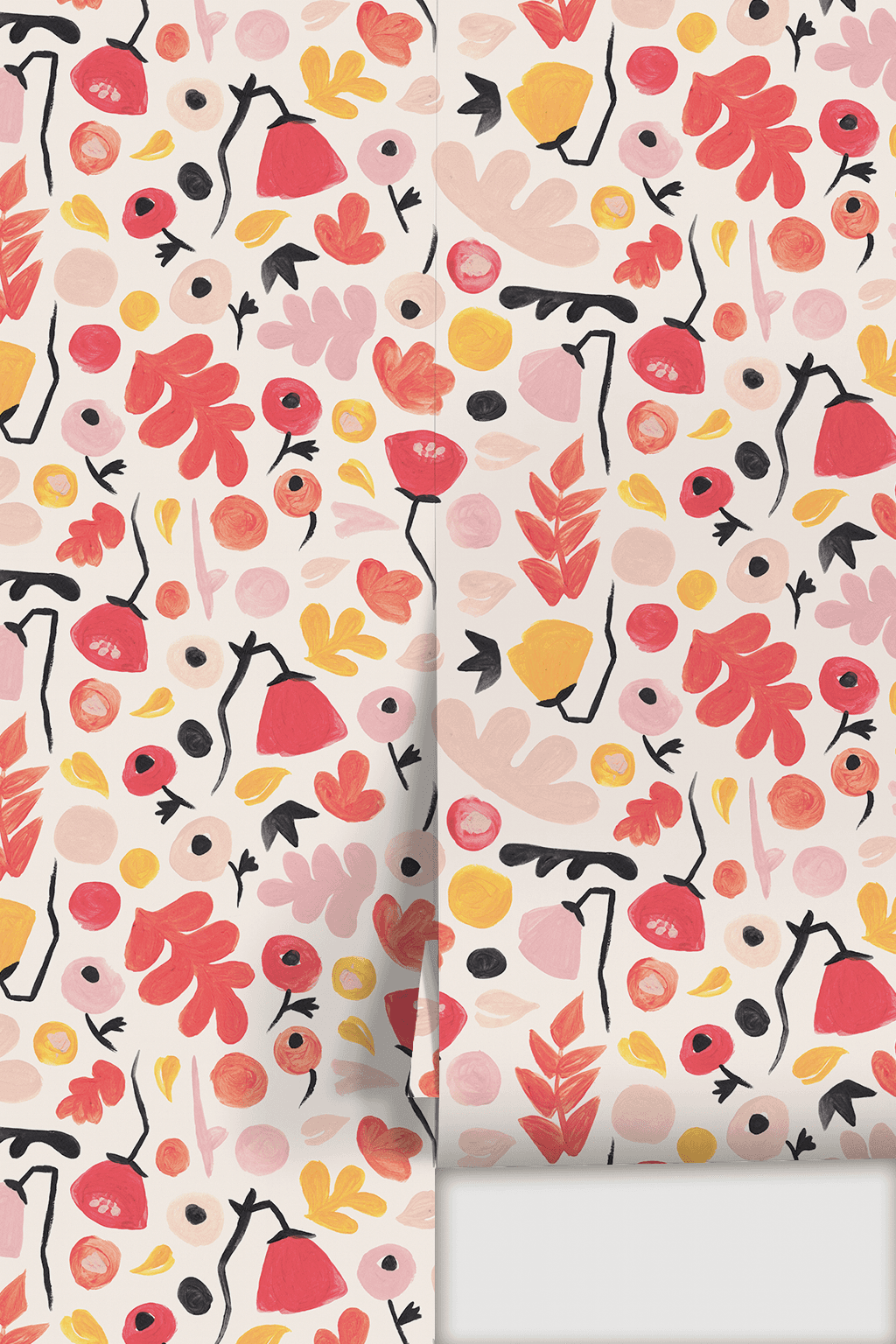Henri Floral Wallpaper, red