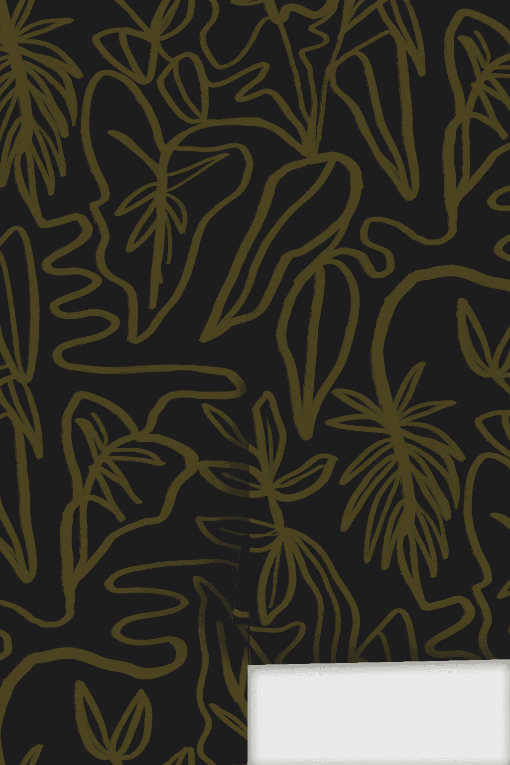Inked Foliage Wallpaper, black & olive green