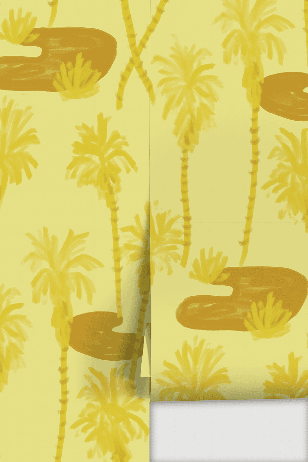 Palm Oasis Wallpaper, lemon yellow and ocher