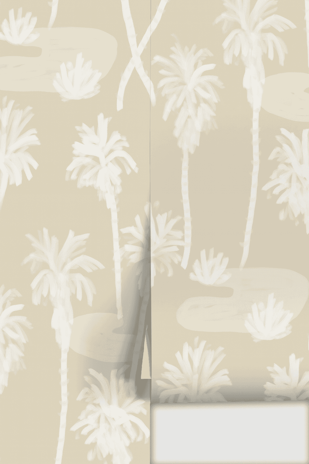 Palm Oasis Wallpaper, neutral and white