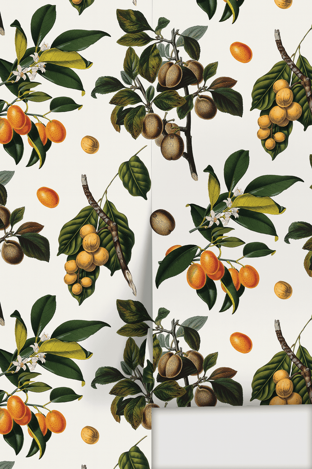 Vintage Orchard Wallpaper, white