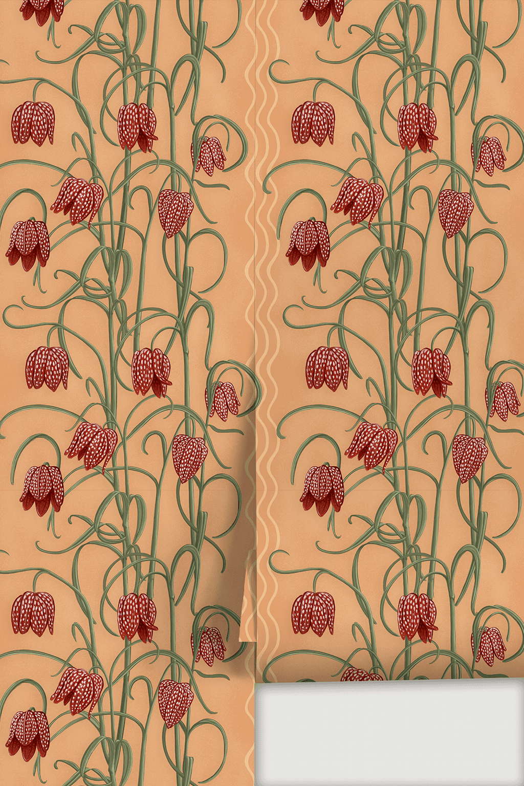 Campanas Wallpaper, peach and rust