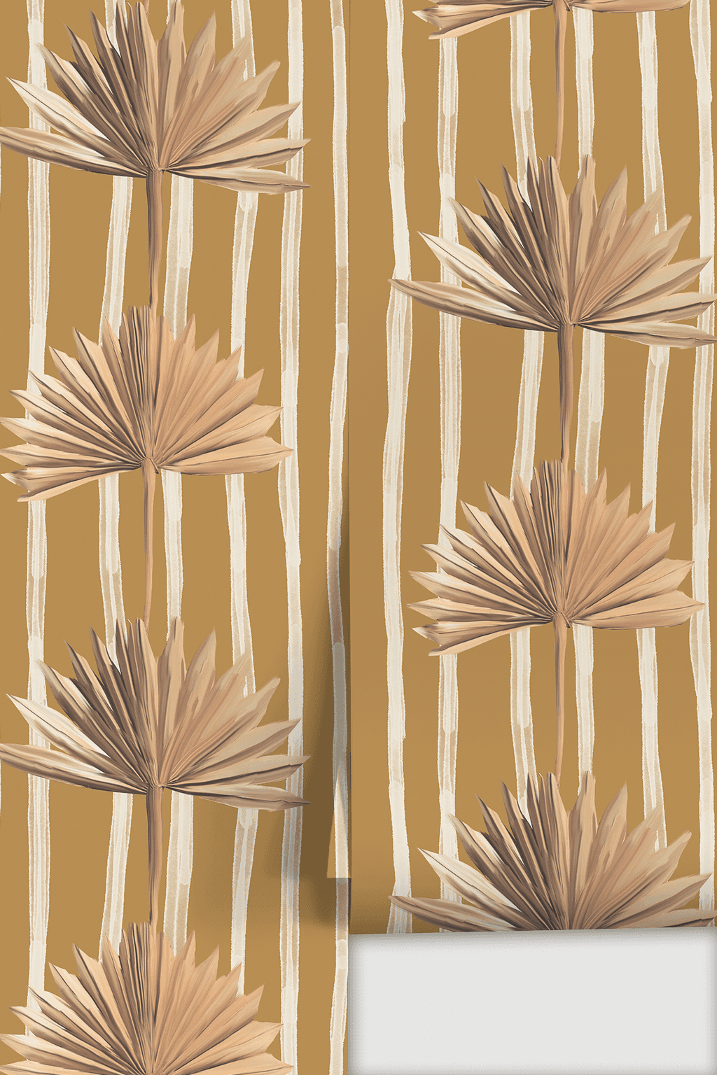 Stripey Palm Wallpaper, mustard