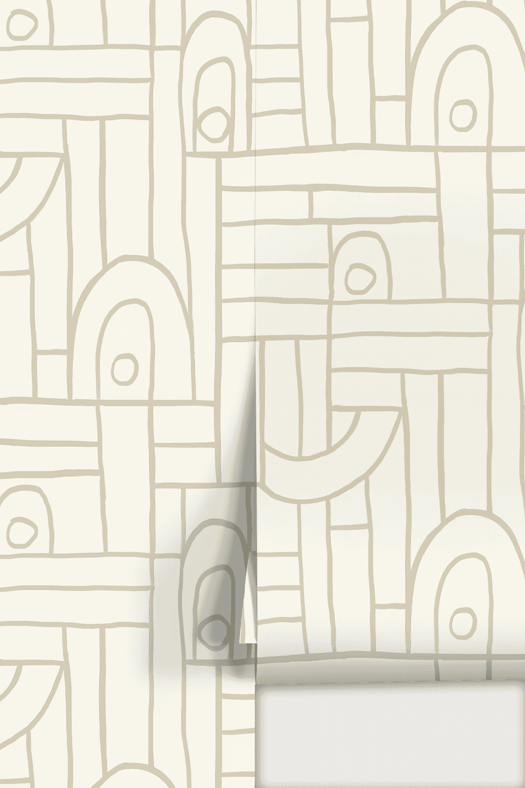 Deco Tile Wallpaper, off-white and neutral