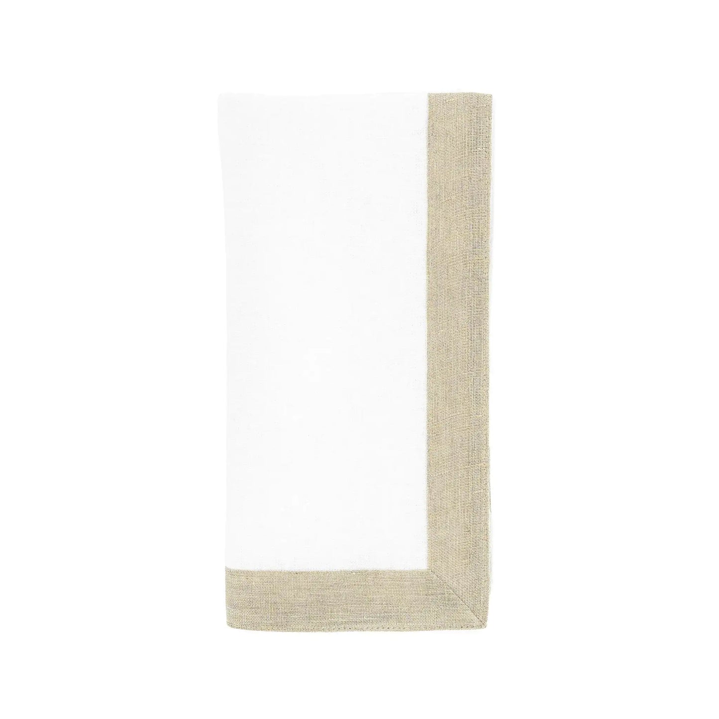 White Linen Napkins With Sparkle Borders, Set of 4