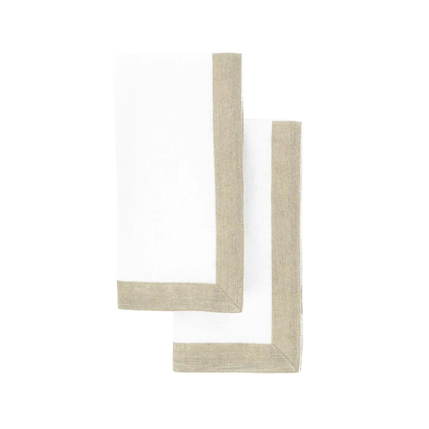 White Linen Napkins With Sparkle Borders, Set of 4