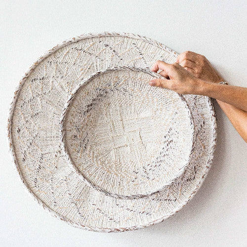 White Washed Handwoven Wall Basket