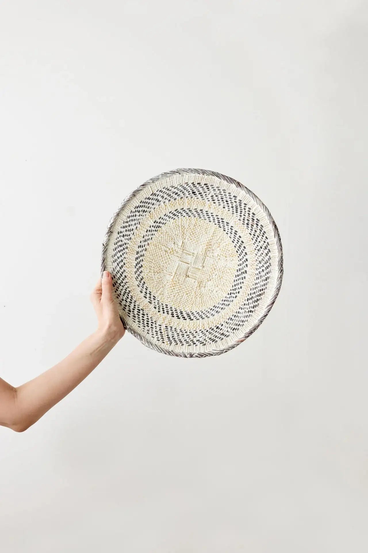 White Washed Handwoven Wall Basket
