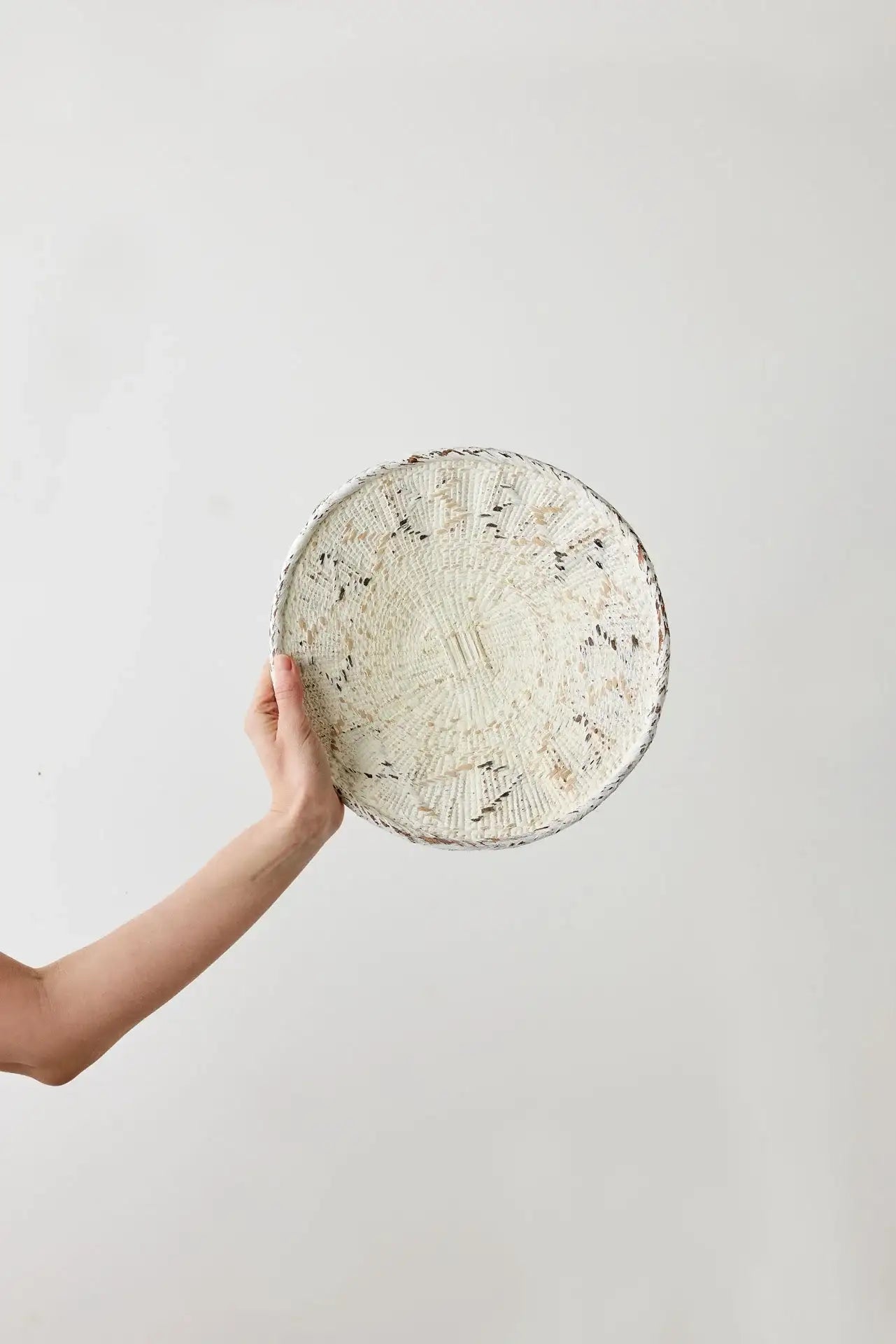 White Washed Handwoven Wall Basket