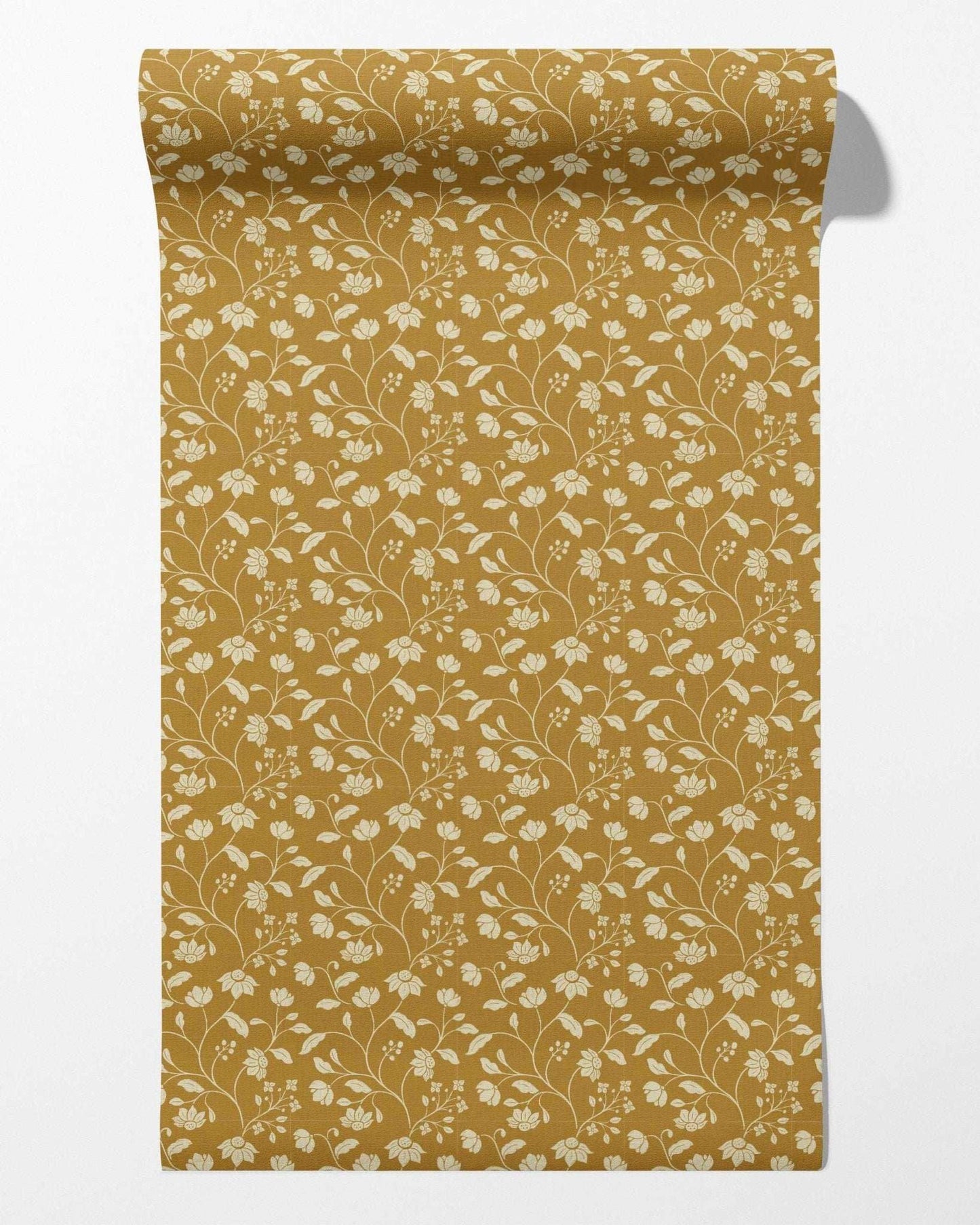 Wild Geranium Wallpaper in Mustard Fern